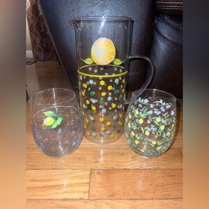 Essentials 1.7 quart glass pitcher w 2 20 oz glasses